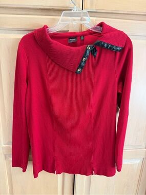 Rafaella red long sleeve sweater beautiful details Sz. Lg